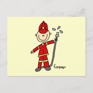 Brandweerman Stickfiguur Briefkaart