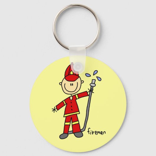 Brandweerman Stickfiguur Sleutelhanger (Voorkant)
