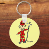 Brandweerman Stickfiguur Sleutelhanger (Voorkant)