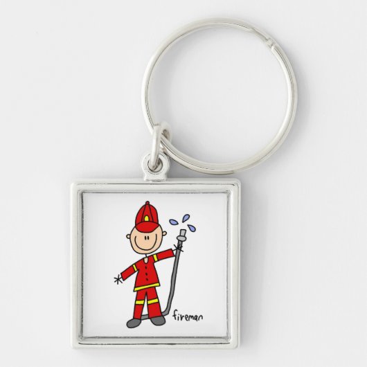 Brandweerman Stickfiguur Sleutelhanger (Voorkant)