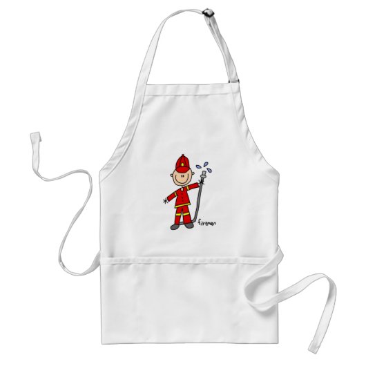 Brandweerman Stickfiguur Standaard Schort (Voorkant)
