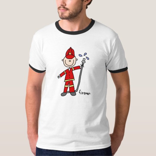 Brandweerman Stickfiguur T-shirt (Voorkant)