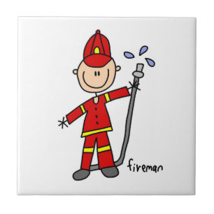 Brandweerman Stickfiguur Tegeltje