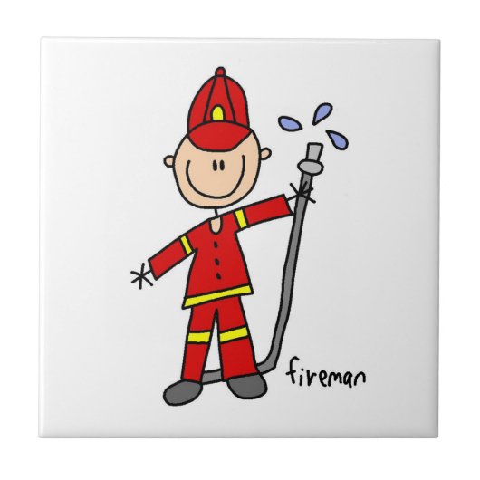 Brandweerman Stickfiguur Tegeltje (Voorkant)