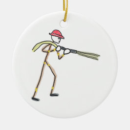 Brandweerman Stickman Keramisch Ornament