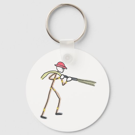 Brandweerman Stickman Sleutelhanger (Voorkant)