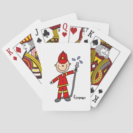 Brandweerman stokfiguur speelkaarten (Achterkant)