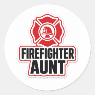 Brandweerman Tante Ronde Sticker