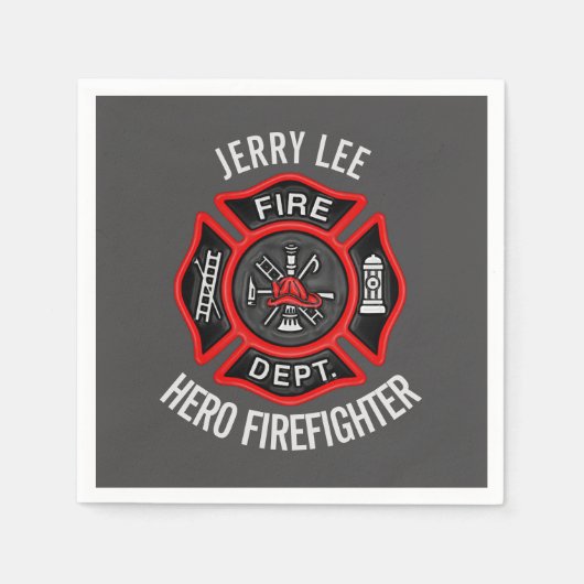 Brandweerman Tekstnaam Gepersonaliseerd Servetten (Voorkant)