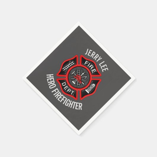 Brandweerman Tekstnaam Gepersonaliseerd Servetten (Hoek)
