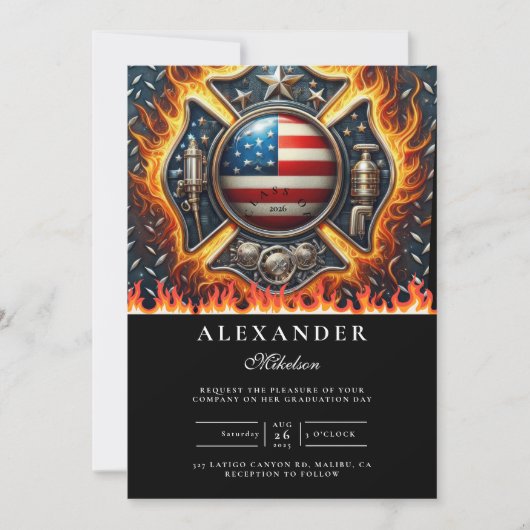 Brandweerman thema senior afstuderen kaart (Voorkant)