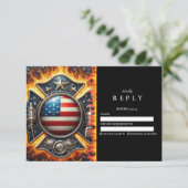 Brandweerman Thema Senior Afstuderen RSVP Kaartje (Staand voorkant)