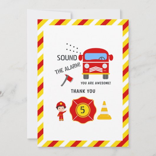 Brandweerman thema Verjaardag Bedankkaart (Voorkant)