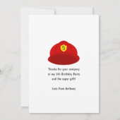 Brandweerman thema Verjaardag Bedankkaart (Achterkant)