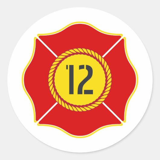 Brandweerman thema Verjaardag Ronde Sticker (Voorkant)