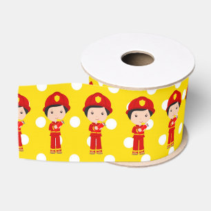 Brandweerman thema verjaardagsfeestje grosgrain lint