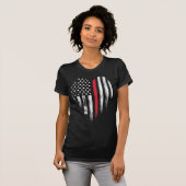 Brandweerman Thin Red Line American Flag Heart T-shirt (Voorkant volledig)