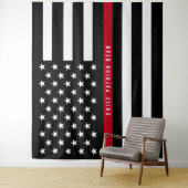 Brandweerman Thin Red Line Amerikaanse Vlag Monogr Wandkleed (In situ)