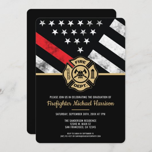 Brandweerman Thin Red Line Brandweerman Afstuderen Kaart (Voorkant / Achterkant)