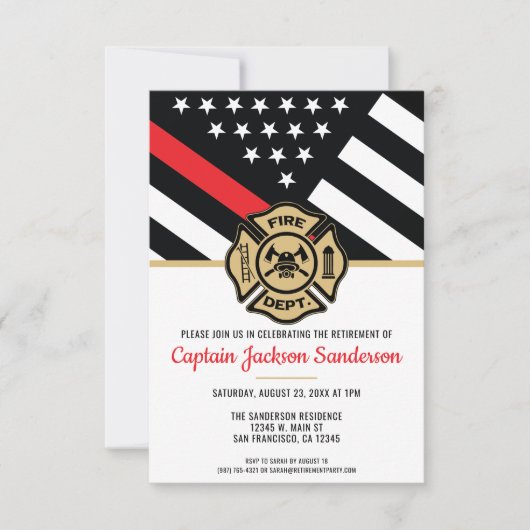 Brandweerman Thin Red Line Fireman Retirement Part Kaart (Voorkant)