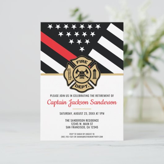 Brandweerman Thin Red Line Fireman Retirement Part Kaart (Staand voorkant)