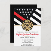 Brandweerman Thin Red Line Fireman Retirement Part Kaart (Voorkant / Achterkant)