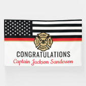 Brandweerman Thin Red Line Flag Retirement Party Spandoek (Horizontaal)