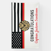 Brandweerman Thin Red Line Flag Retirement Party Spandoek (Verticaal)
