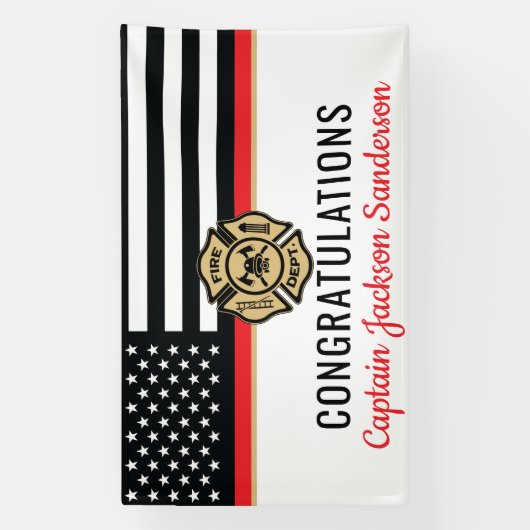 Brandweerman Thin Red Line Flag Retirement Party Spandoek (Verticaal)