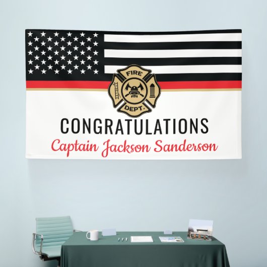 Brandweerman Thin Red Line Flag Retirement Party Spandoek (Beurs)