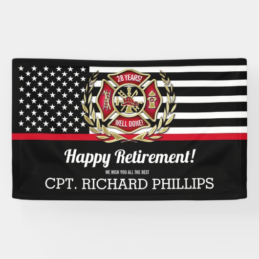 Brandweerman Thin Red Line Flag Retirement Party Spandoek (Horizontaal)