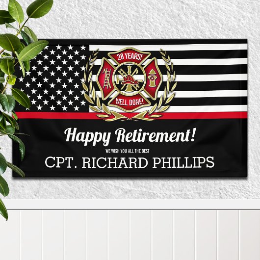 Brandweerman Thin Red Line Flag Retirement Party Spandoek