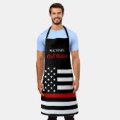 Brandweerman Thin Red Line Grill Master USA Vlag Schort (Gedragen)