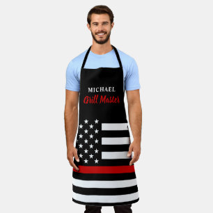 Brandweerman Thin Red Line Grill Master USA Vlag Schort