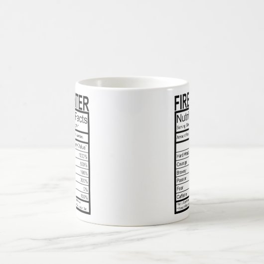 Brandweerman Thin Red Line Heart Nutrition Label Koffiemok (Center)