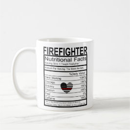 Brandweerman Thin Red Line Heart Nutrition Label Koffiemok