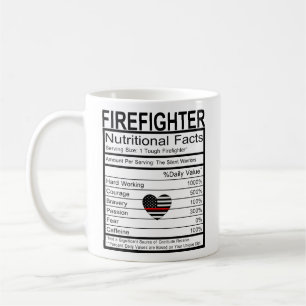 Brandweerman Thin Red Line Heart Nutrition Label Koffiemok