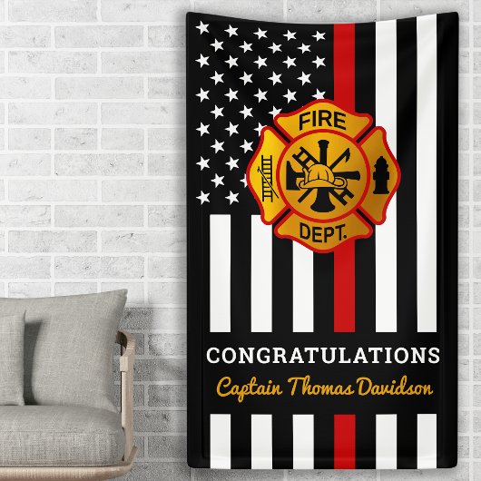 Brandweerman Thin Red Line Maltese Cross Retiremen Spandoek