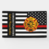 Brandweerman Thin Red Line Maltese Cross Retiremen Spandoek (Horizontaal)