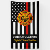 Brandweerman Thin Red Line Maltese Cross Retiremen Spandoek (Verticaal)