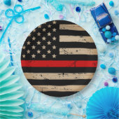 Brandweerman Thin Red Line Papieren Bordje (Feest)