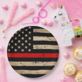 Brandweerman Thin Red Line Papieren Bordje (Feest)