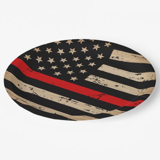 Brandweerman Thin Red Line Papieren Bordje (Gekanteld)