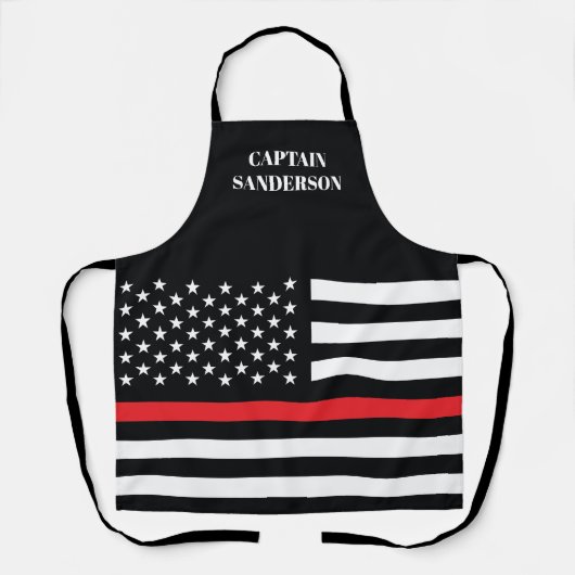 Brandweerman Thin Red Line Vlag Amerikaans Vuurman Schort (Voorkant)