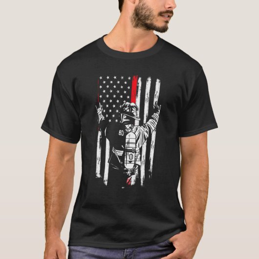 Brandweerman Thin Red Line VS Amerikaanse vlag Pat T-shirt (Voorkant)