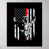 Brandweerman Thin Red Line VS Amerikaanse vlag Poster (Voorkant)