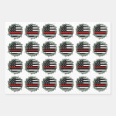 Brandweerman Thin Red Line Wreatry kerst Inpakpapier Vel (Voorkant 2)