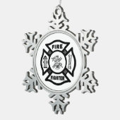 brandweerman tin sneeuwvlok ornament (Rechts)