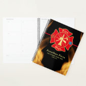 Brandweerman trots Maltese kruis met vlammen Planner (Display)