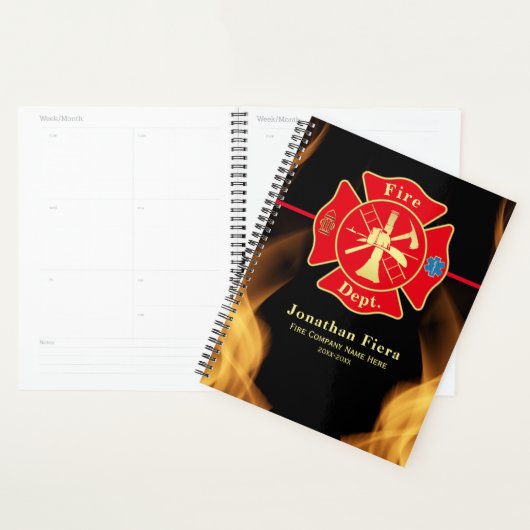 Brandweerman trots Maltese kruis met vlammen Planner (Display)